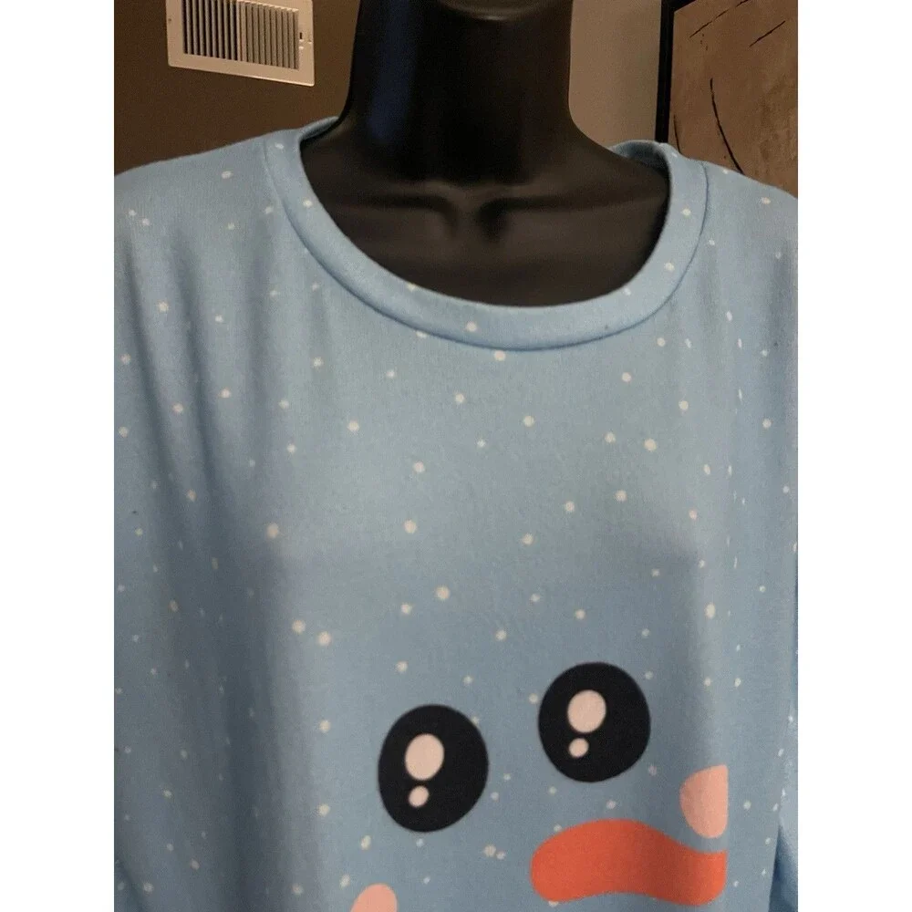 Unbranded Silly Fun Oversized Top Or Pajamas. Snowman Theme. No Tag. Blue